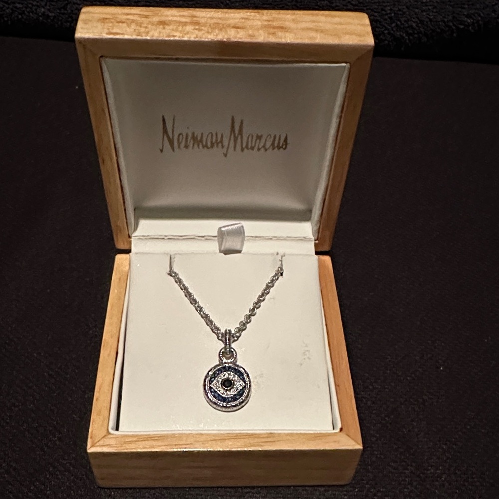 Neiman Marcus Silver and Blue Pendant Necklace